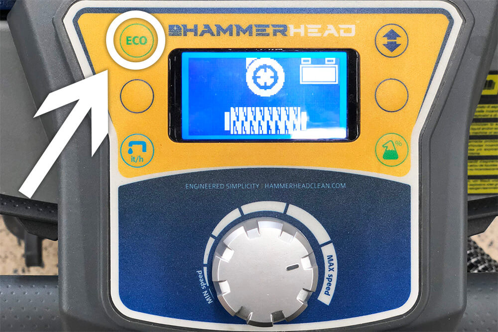 Hammerhead Scrubber's ECO mode on control panel